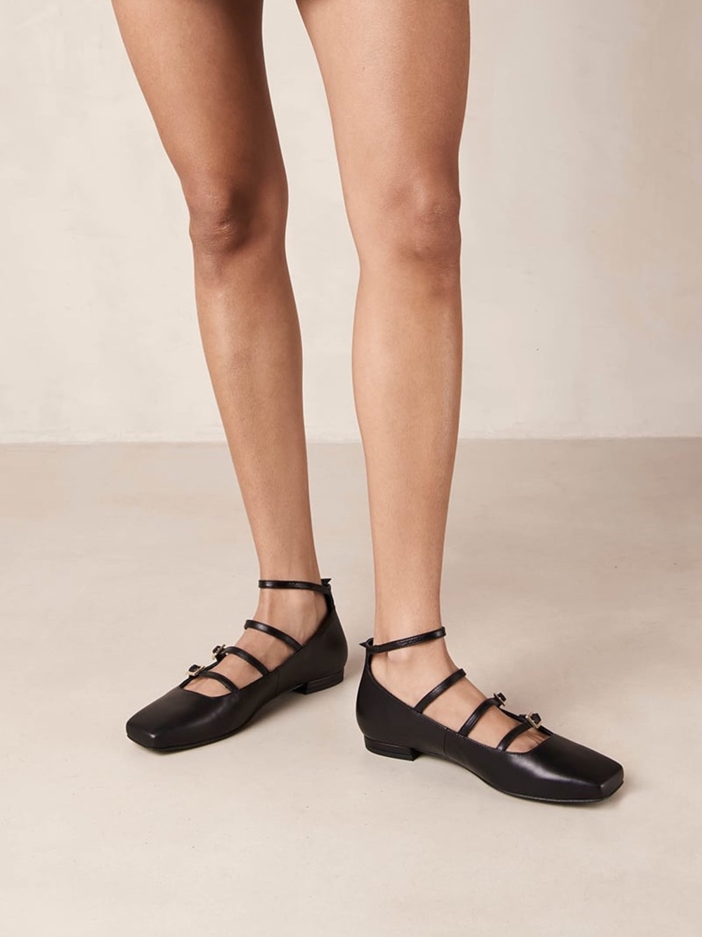 ALOHAS Luke Mary Jane Ballet Flat Black Leather Size 39